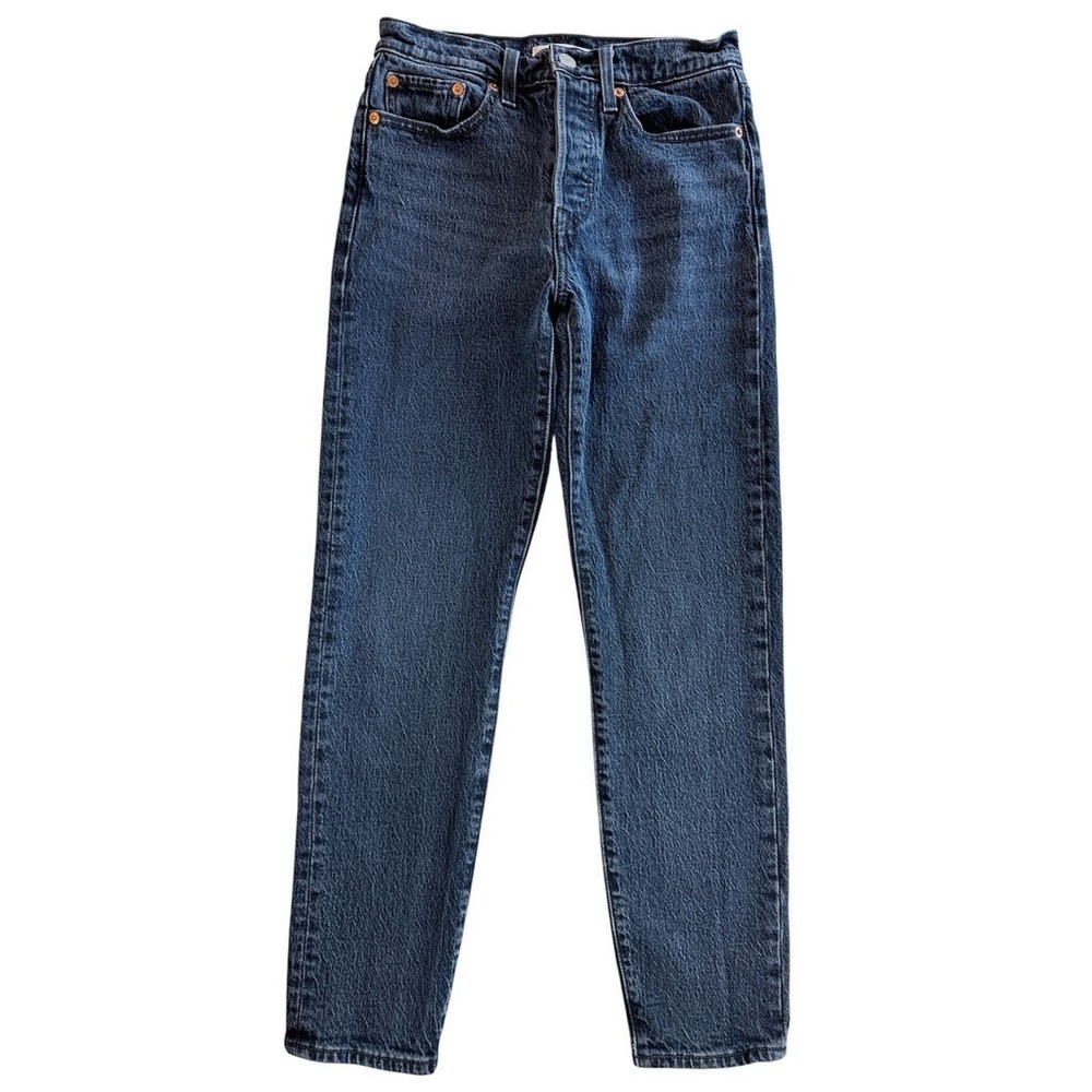 Levi's Wedgie Straight Jeans Women 24 Dark Blue High Rise Denim